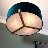 Hayfield 3-Light Pendant Ceiling Light Green Velvet Shade - Comet Lighting