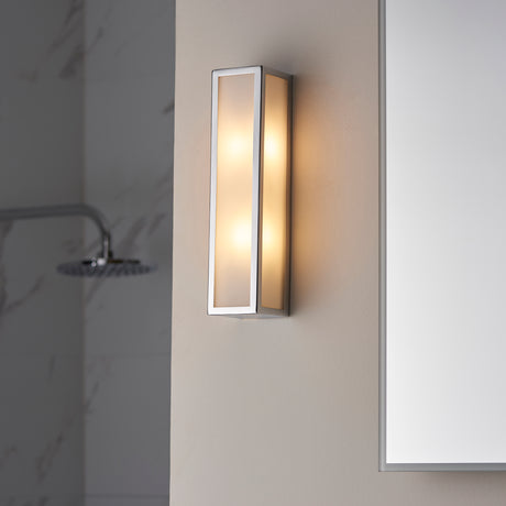 Newham 2Lt Wall Light Chrome Plated Frosted Glass