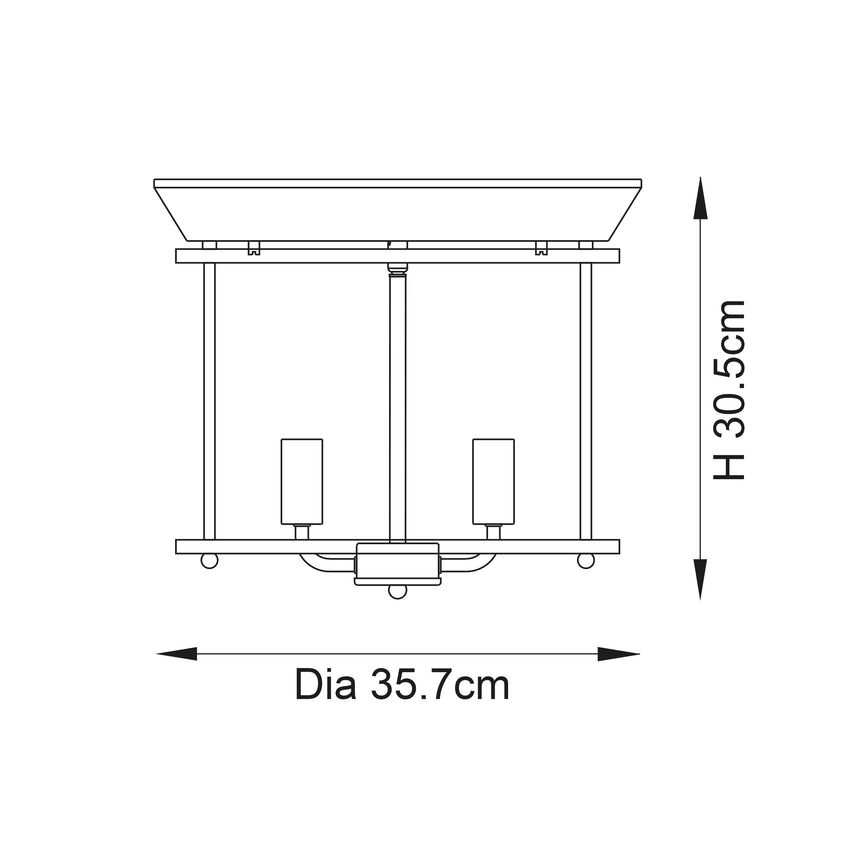 Hamworth 3Lt Flush Ceiling Light Bright Nickel