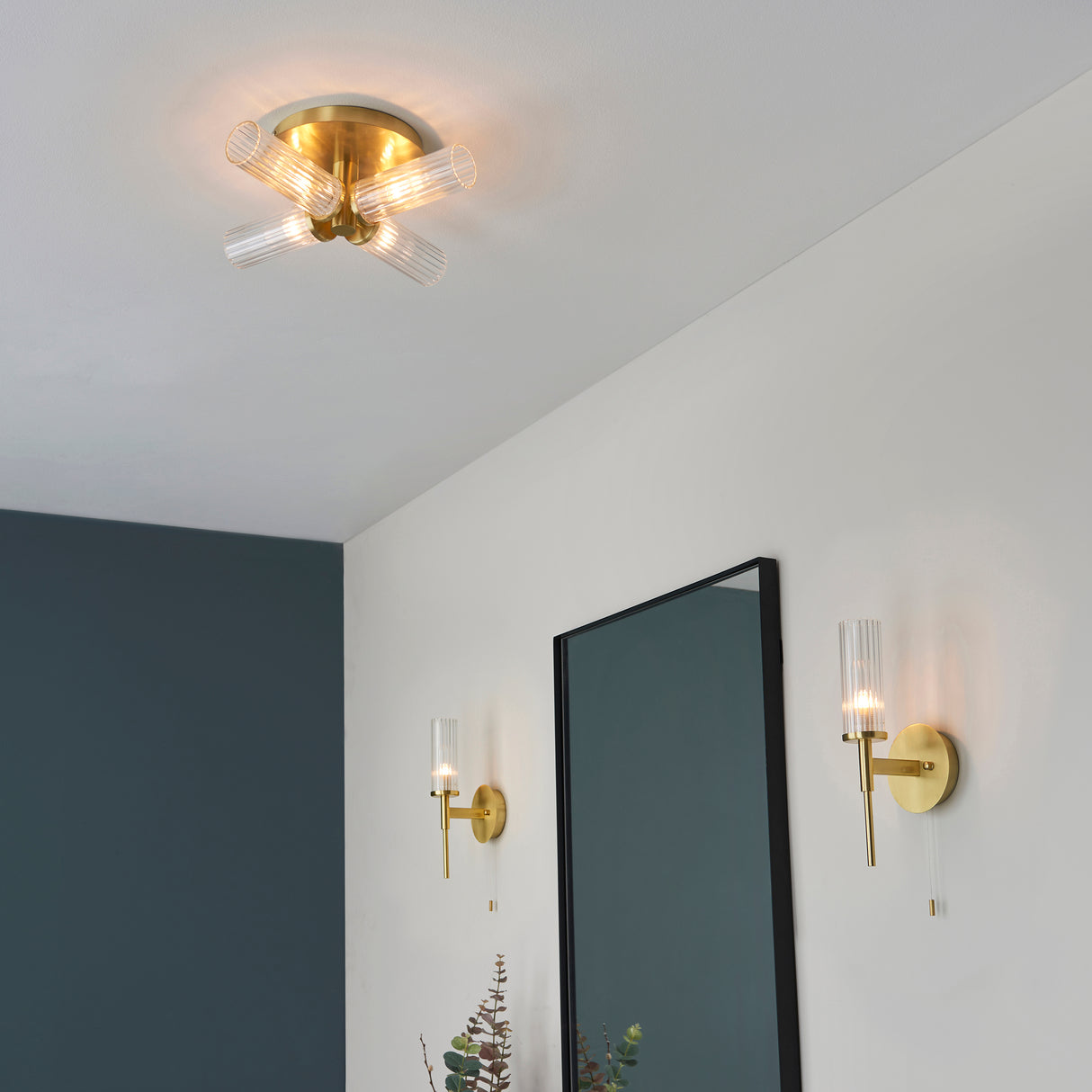 Talo 4Lt Semi-Flush Ceiling Light Satin Brass - Comet Lighting