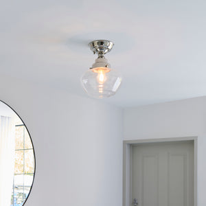 Ohio Semi-Flush Ceiling Light Polished Nickel w/ Clear Glass - Comet Lighting