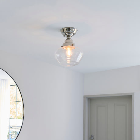 Ohio Semi-Flush Ceiling Light Polished Nickel w/ Clear Glass