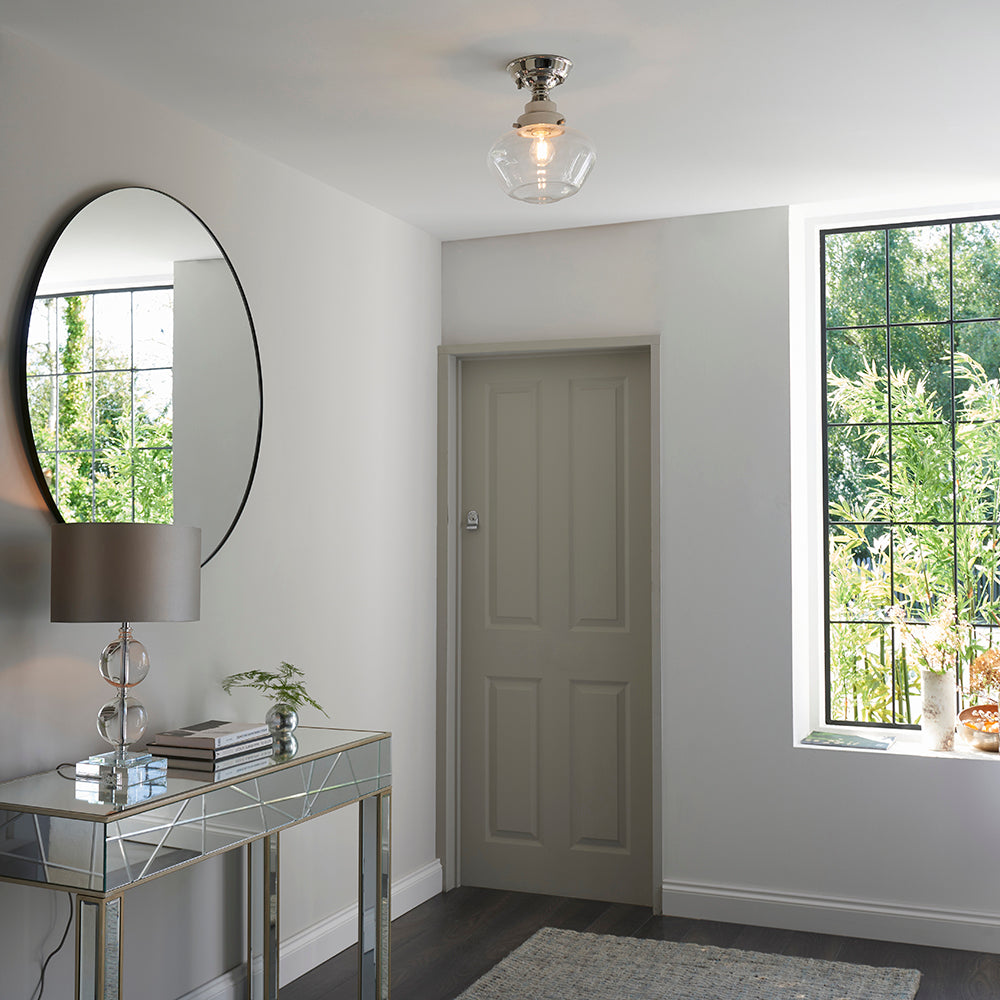 Camberley Semi flush Bright nickel plate & clear glass