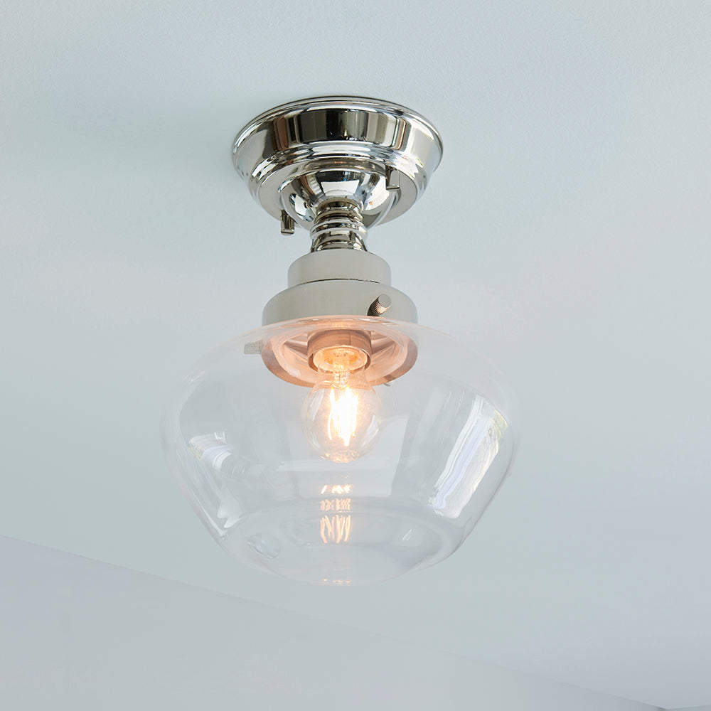 Camberley Semi flush Bright nickel plate & clear glass
