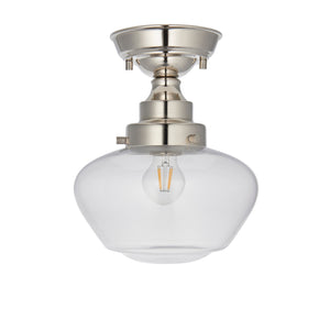 Ohio Semi-Flush Ceiling Light Polished Nickel w/ Clear Glass - Comet Lighting
