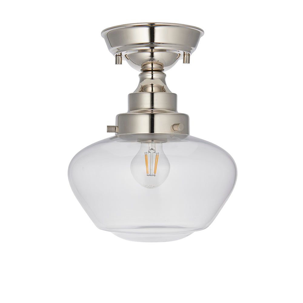 Camberley Semi flush Bright nickel plate & clear glass