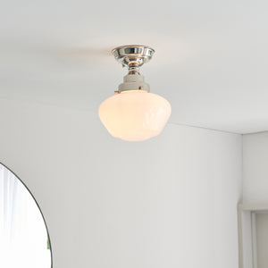 Ohio Semi-Flush Ceiling Light Polished Nickel w/ Opal Glass - Comet Lighting