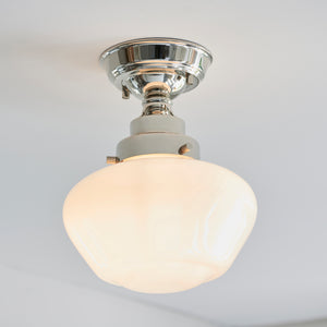 Ohio Semi-Flush Ceiling Light Polished Nickel w/ Opal Glass - Comet Lighting