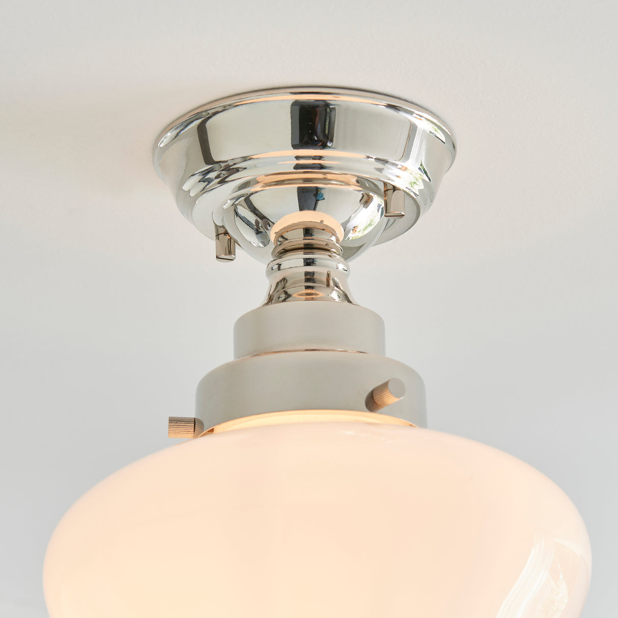 Ohio Semi-Flush Ceiling Light Polished Nickel w/ Opal Glass