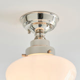 Ohio Semi-Flush Ceiling Light Polished Nickel w/ Opal Glass - Comet Lighting