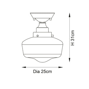 Ohio Semi-Flush Ceiling Light Polished Nickel w/ Opal Glass - Comet Lighting