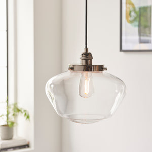 Ohio Pendant Ceiling Light Polished Nickel w/ Clear Glass - Comet Lighting