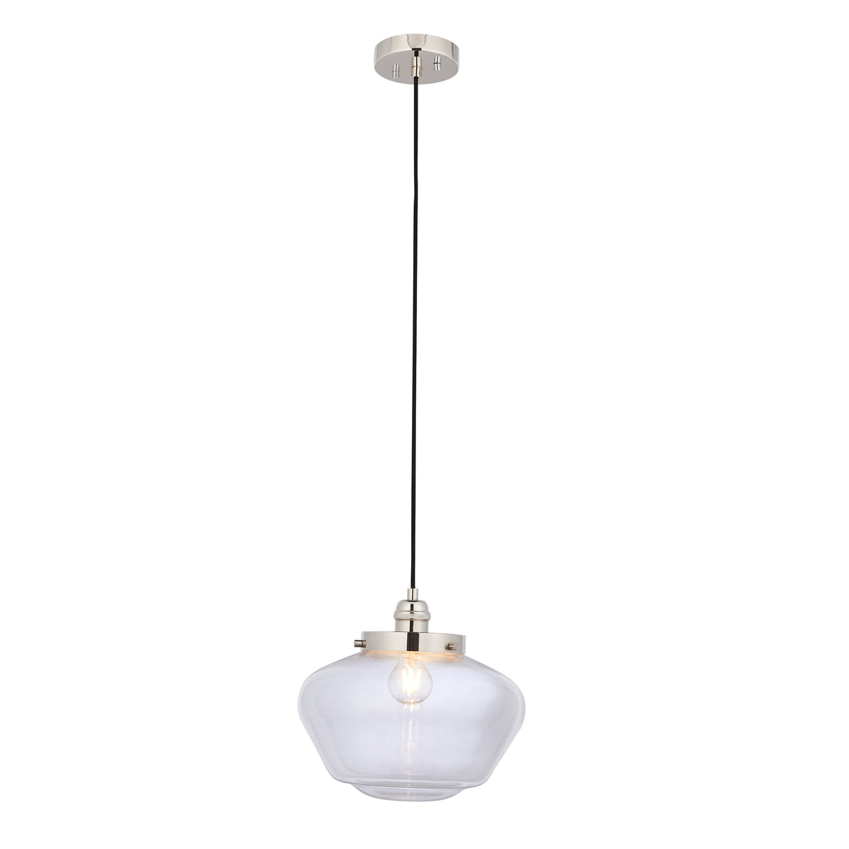 Ohio Pendant Ceiling Light Polished Nickel w/ Clear Glass