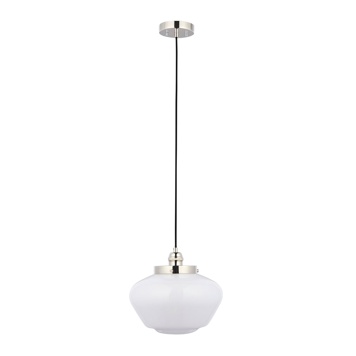 Ohio Pendant Ceiling Light Polished Nickel w/ Opal Glass - Comet Lighting