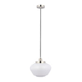 Ohio Pendant Ceiling Light Polished Nickel w/ Opal Glass - Comet Lighting