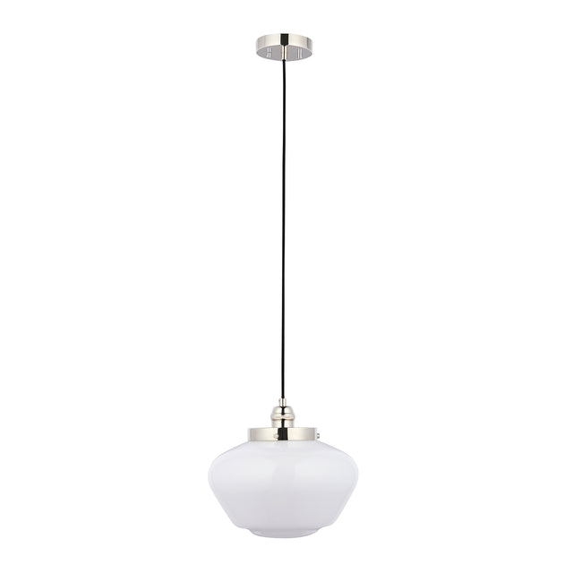 Ohio Pendant Ceiling Light Polished Nickel w/ Opal Glass