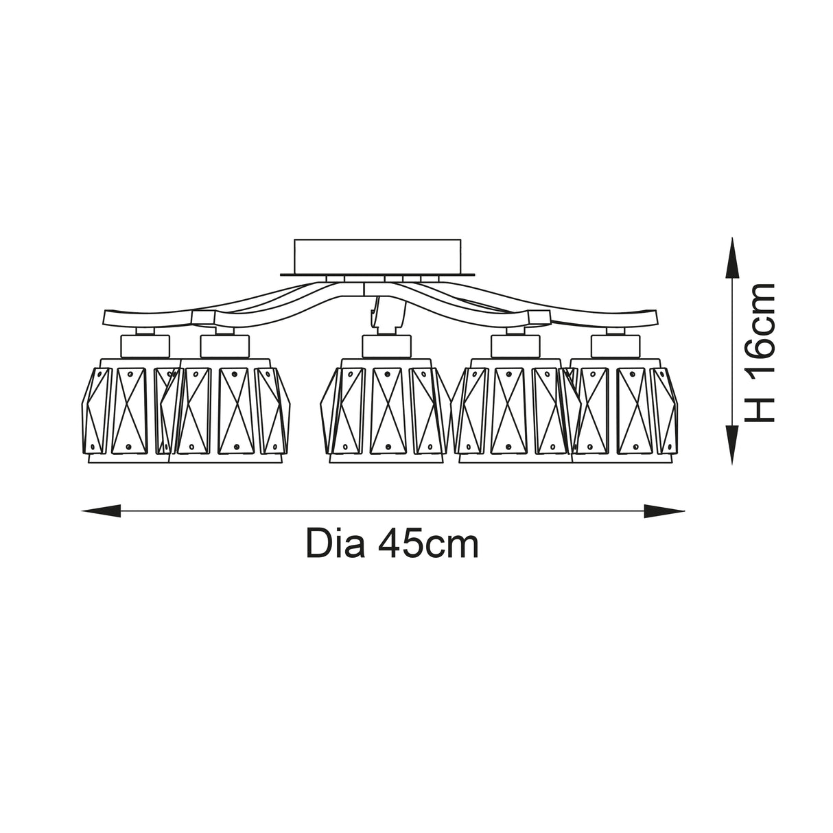 Ria 5Lt Semi-Flush Ceiling Light Chrome - Comet Lighting