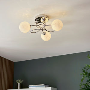 Erne 3Lt Semi-Flush Ceiling Light Chrome w/ Confetti Glass - Comet Lighting