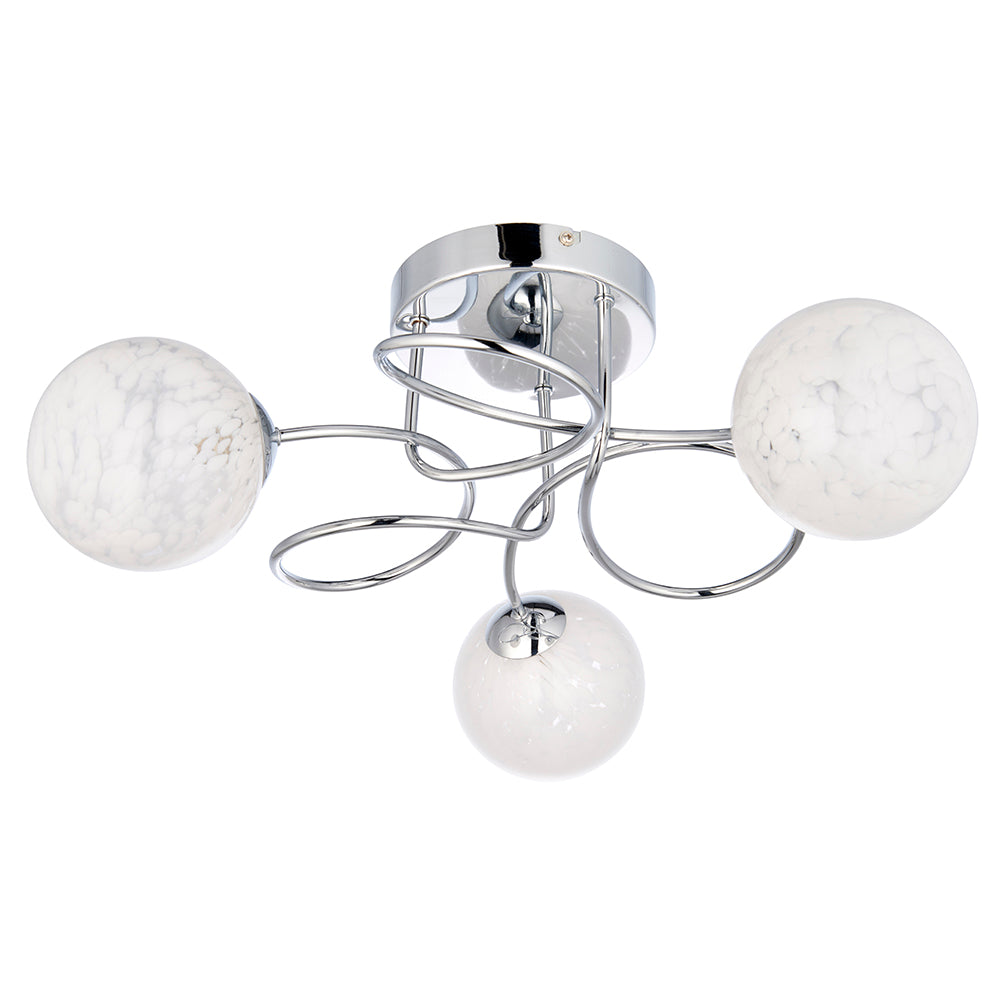 Erne 3Lt Semi-Flush Ceiling Light Chrome w/ Confetti Glass