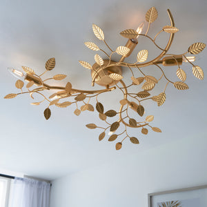 Nossob 6Lt Flush Ceiling Light Gold Leaf - Comet Lighting