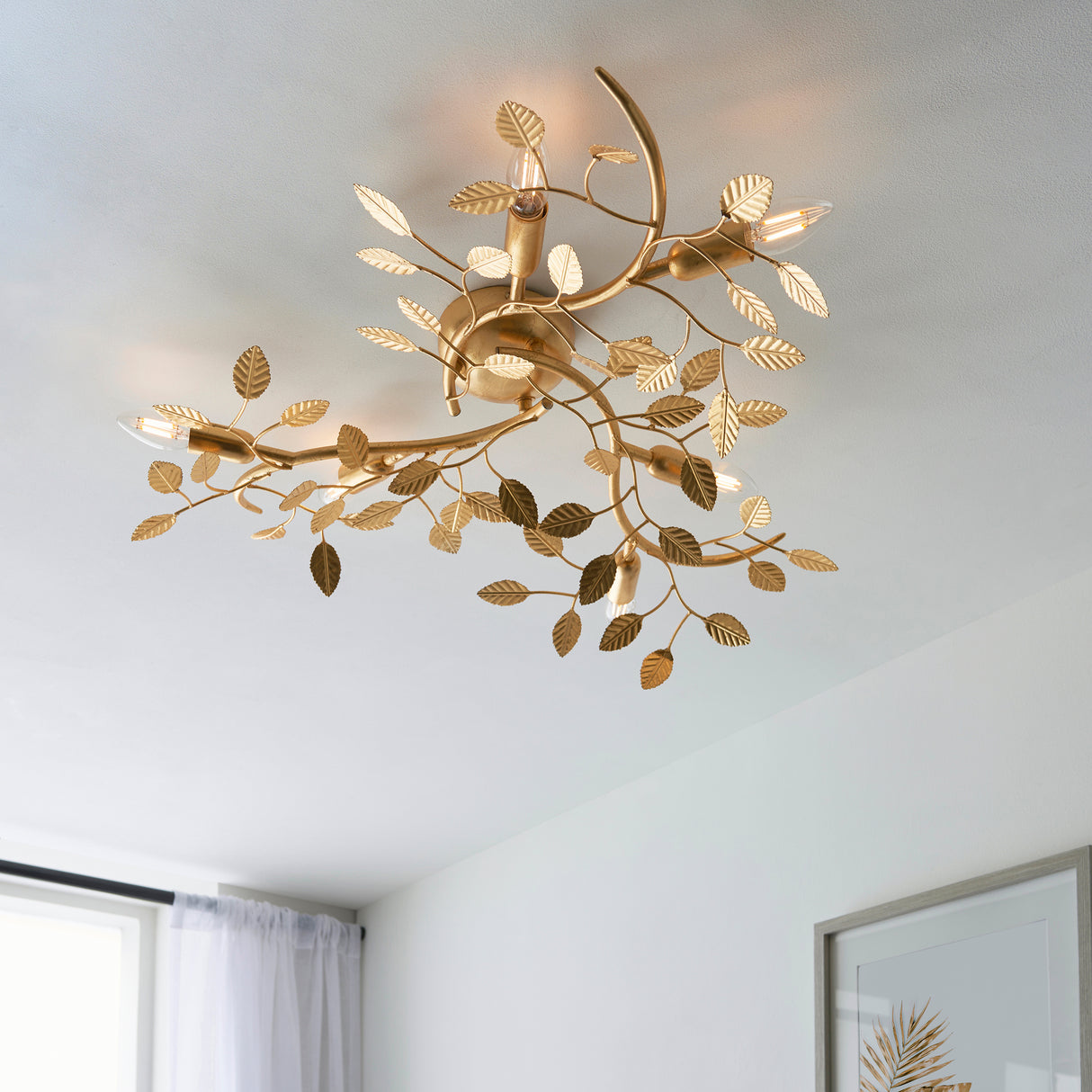 Nossob 6Lt Flush Ceiling Light Gold Leaf - Comet Lighting