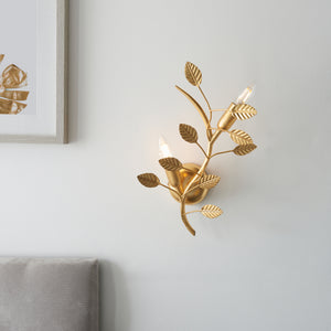 Nossob 2Lt Wall Light Gold Leaf - Comet Lighting