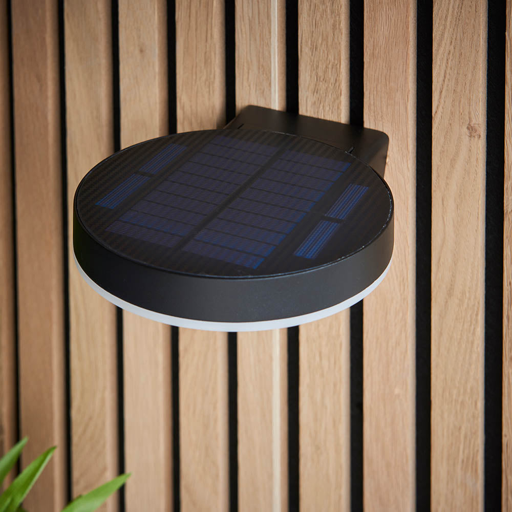 Ebro Solar Wall Light Black w/ PIR - Comet Lighting