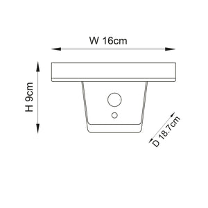 Ebro Solar Wall Light Black w/ PIR - Comet Lighting