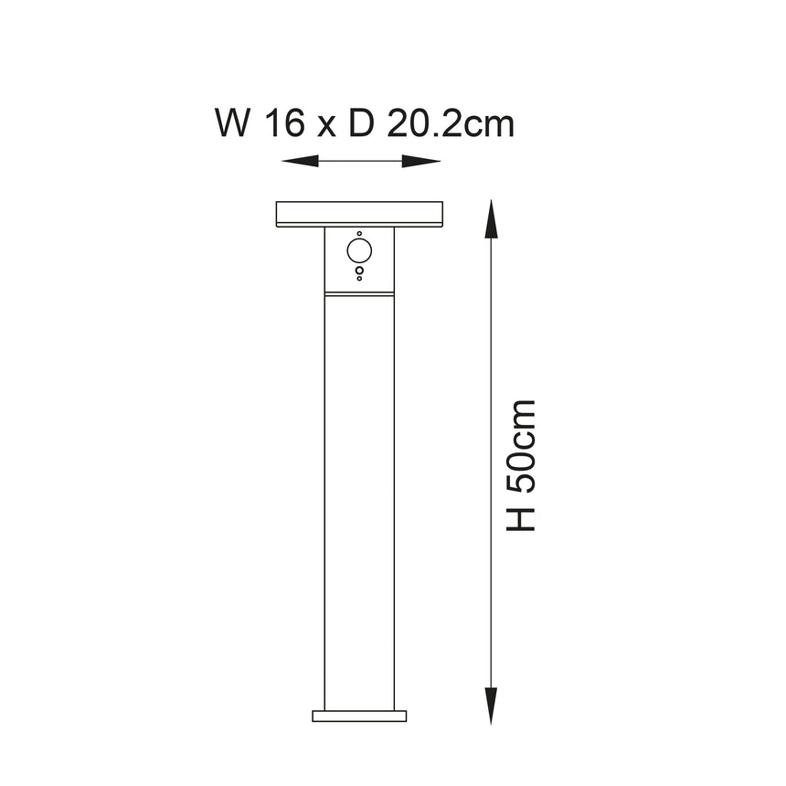 Ebro Solar Post Light Black w/ PIR