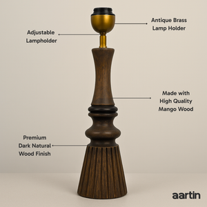 AARTIN CELESTIA TABLE LAMP IN WOOD WITH DARK NATURAL WOOD FINISH (BASE ONLY)