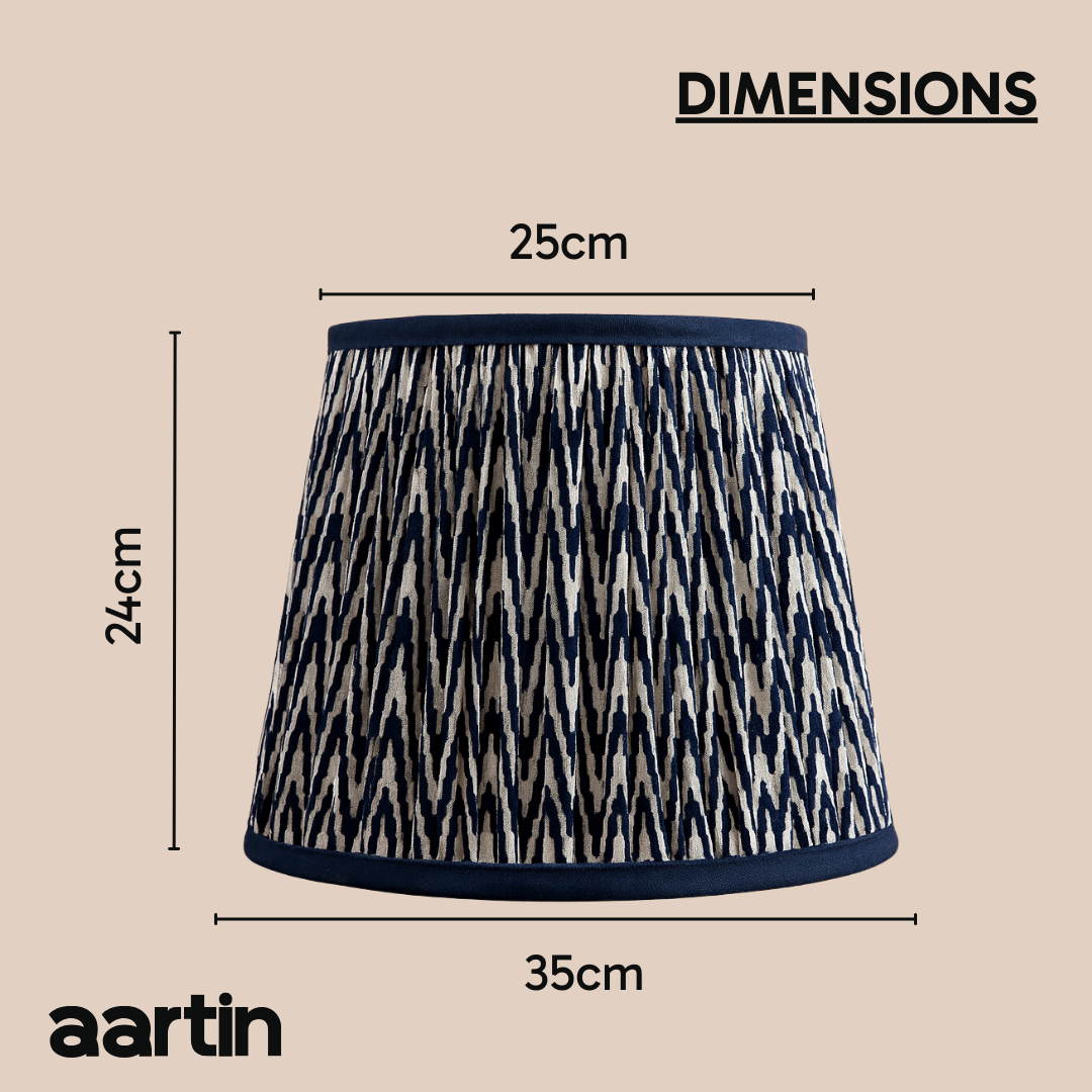 AARTIN 35 CM BLUE CHEVRONS STRAIGHT EMPIRE GATHERED LAMPSHADE IN COTTON