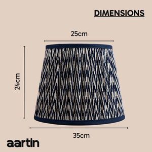 AARTIN 35 CM BLUE CHEVRONS STRAIGHT EMPIRE GATHERED LAMPSHADE IN COTTON