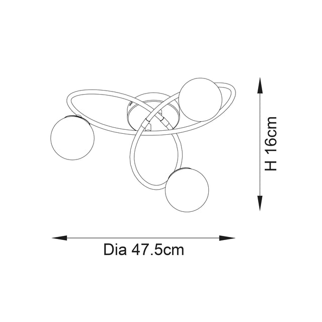 Maye 3lt Semi Flush Ceiling Light Chrome