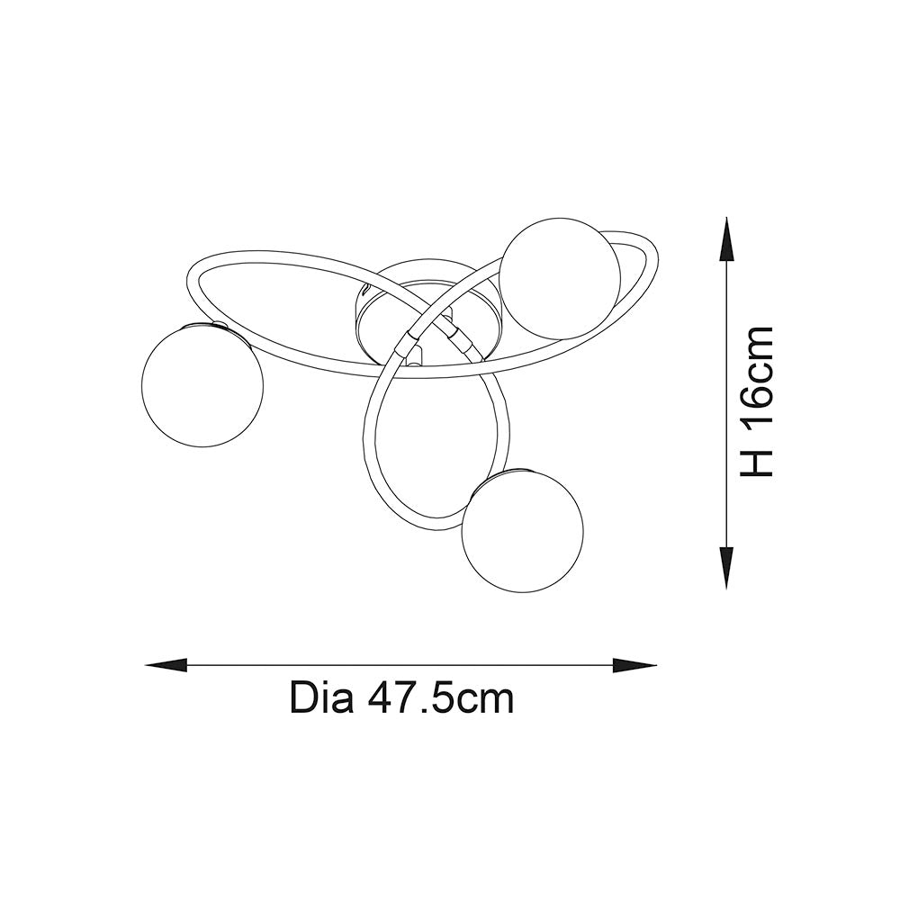 Eider 3Lt Semi-Flush Ceiling Light Satin Brass