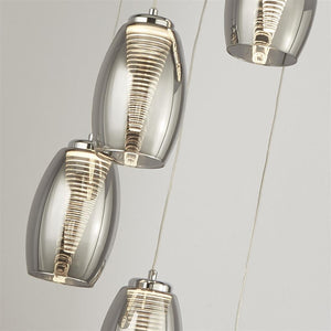 Dulverton 5Lt LED Multi-Drop Pendant Ceiling Light With Smoked Glass - Comet Lighting