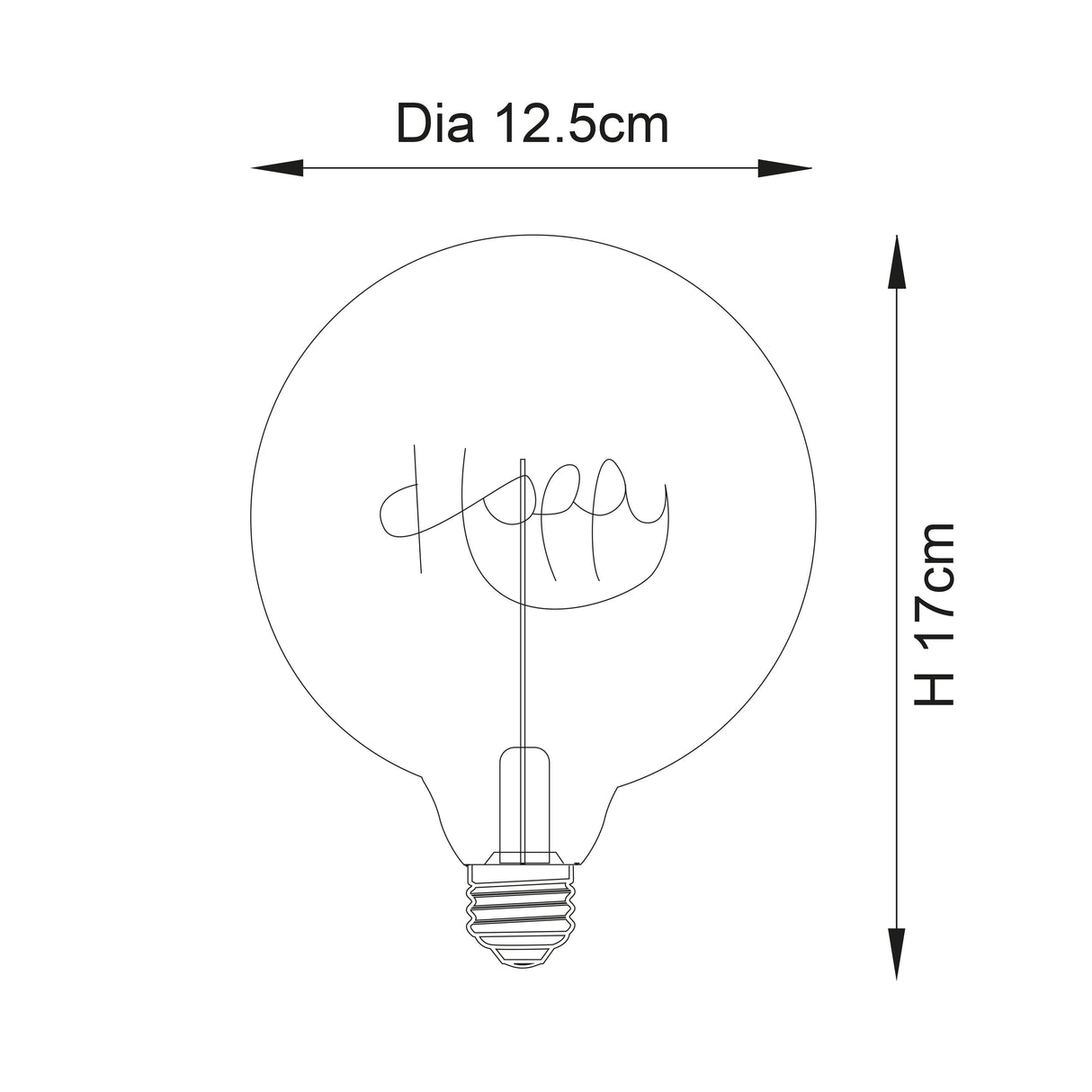 Endon E27 LED Filament Happy Globe Amber 2w 2000k 130lm - Comet Lighting