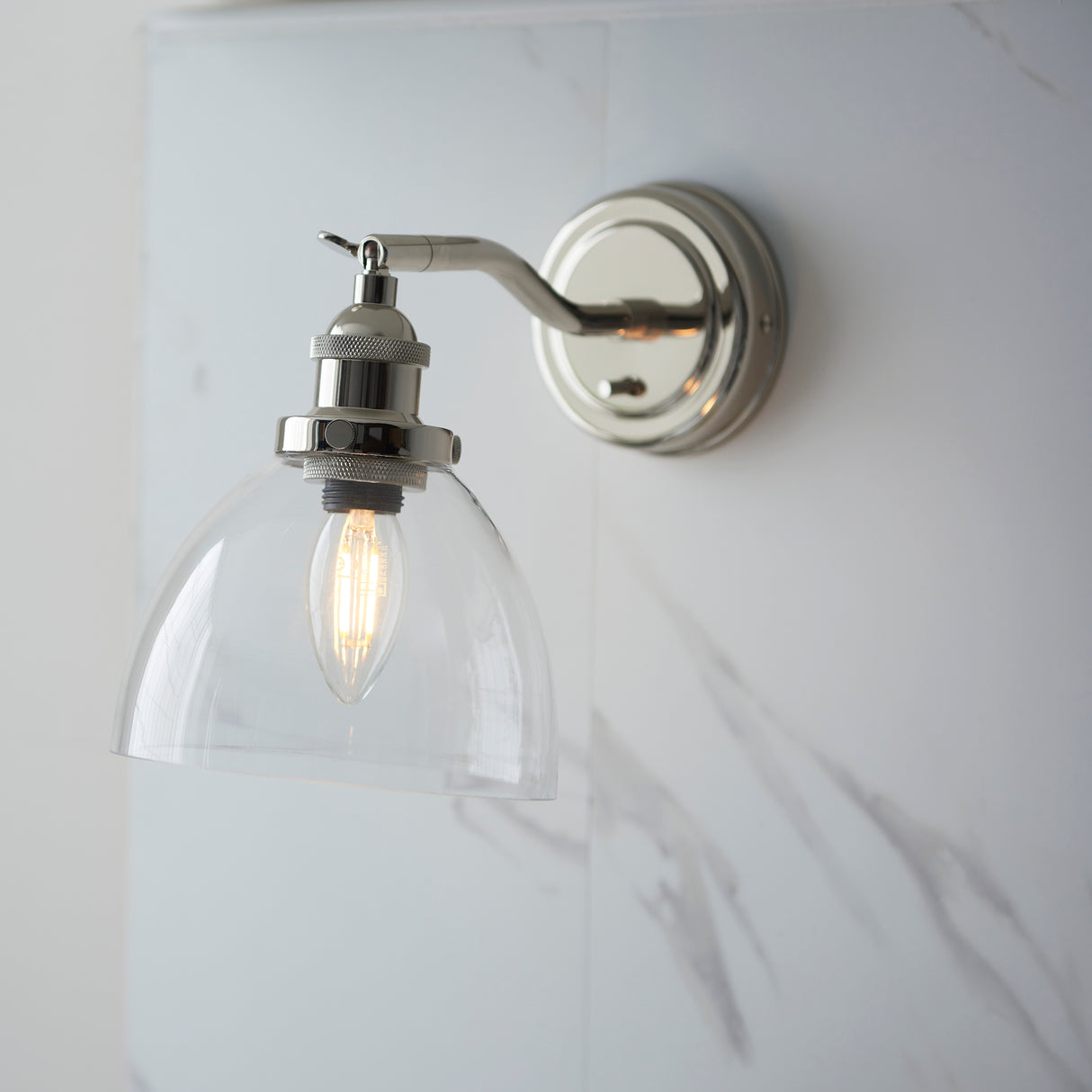 Mourne Wall Light Bright Nickel - Comet Lighting