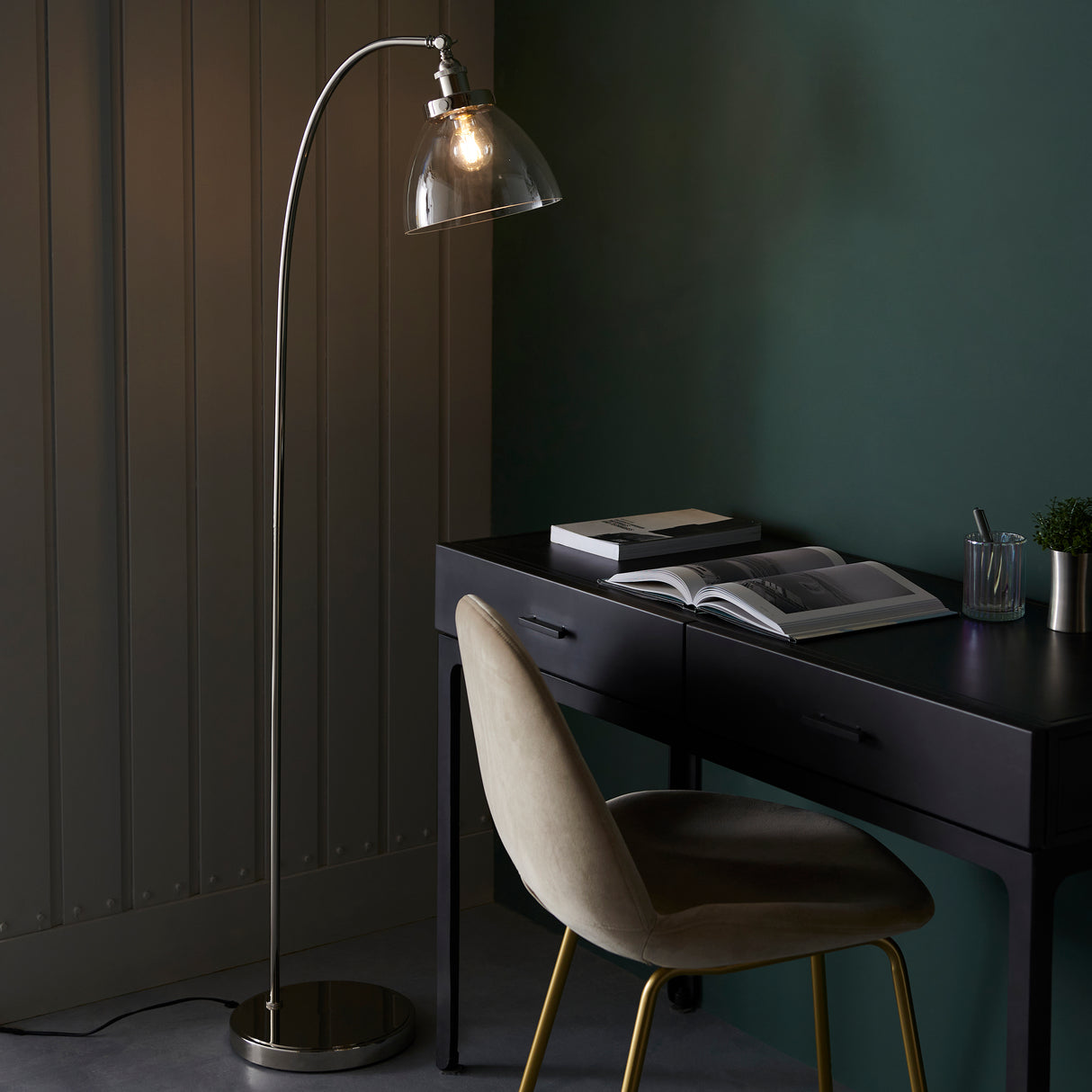 Mourne Floor Lamp Bright Nickel