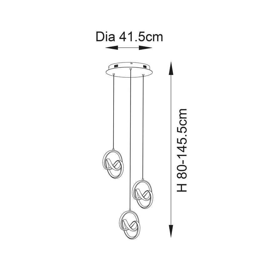 Cosma 3Lt LED Multi-Drop Ceiling Light Black