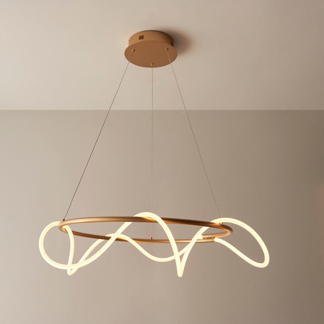 Attalea LED Round Pendant Ceiling Light Satin Gold