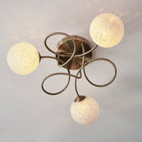 Erne 3Lt Semi-Flush Ceiling Light Antique Brass w/ Confetti Glass - Comet Lighting