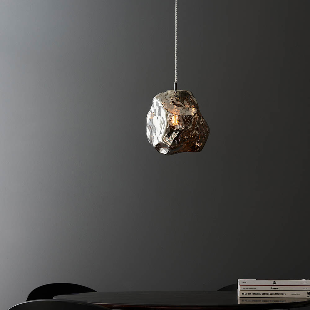 Rock Pendant Ceiling Light Metallic Chrome - Comet Lighting