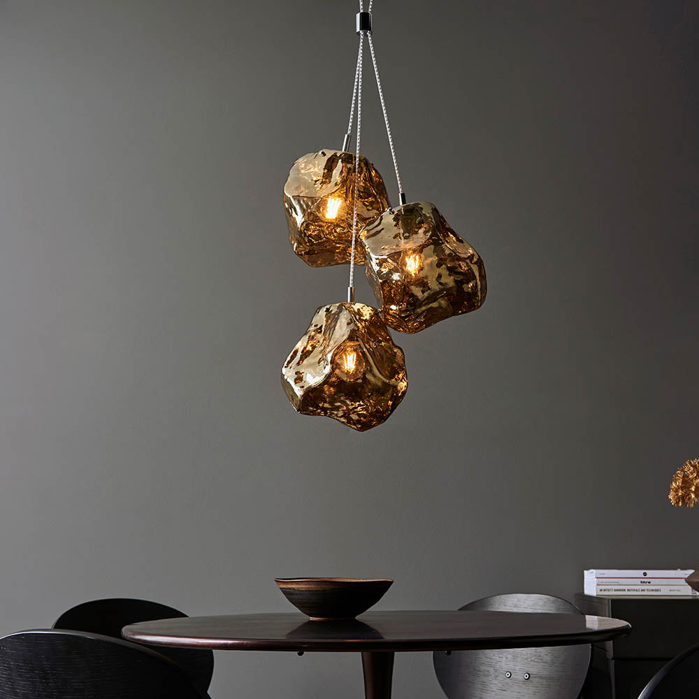 Rock 3Lt Pendant Ceiling Light Metallic Bronze - Comet Lighting