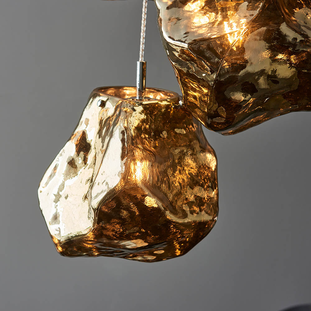 Rock 3Lt Pendant Ceiling Light Metallic Bronze - Comet Lighting