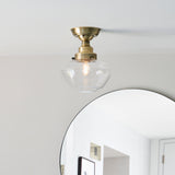 Ohio Semi-Flush Ceiling Light Antique Brass w/ Clear Glass