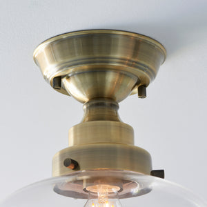 Ohio Semi-Flush Ceiling Light Antique Brass w/ Clear Glass - Comet Lighting
