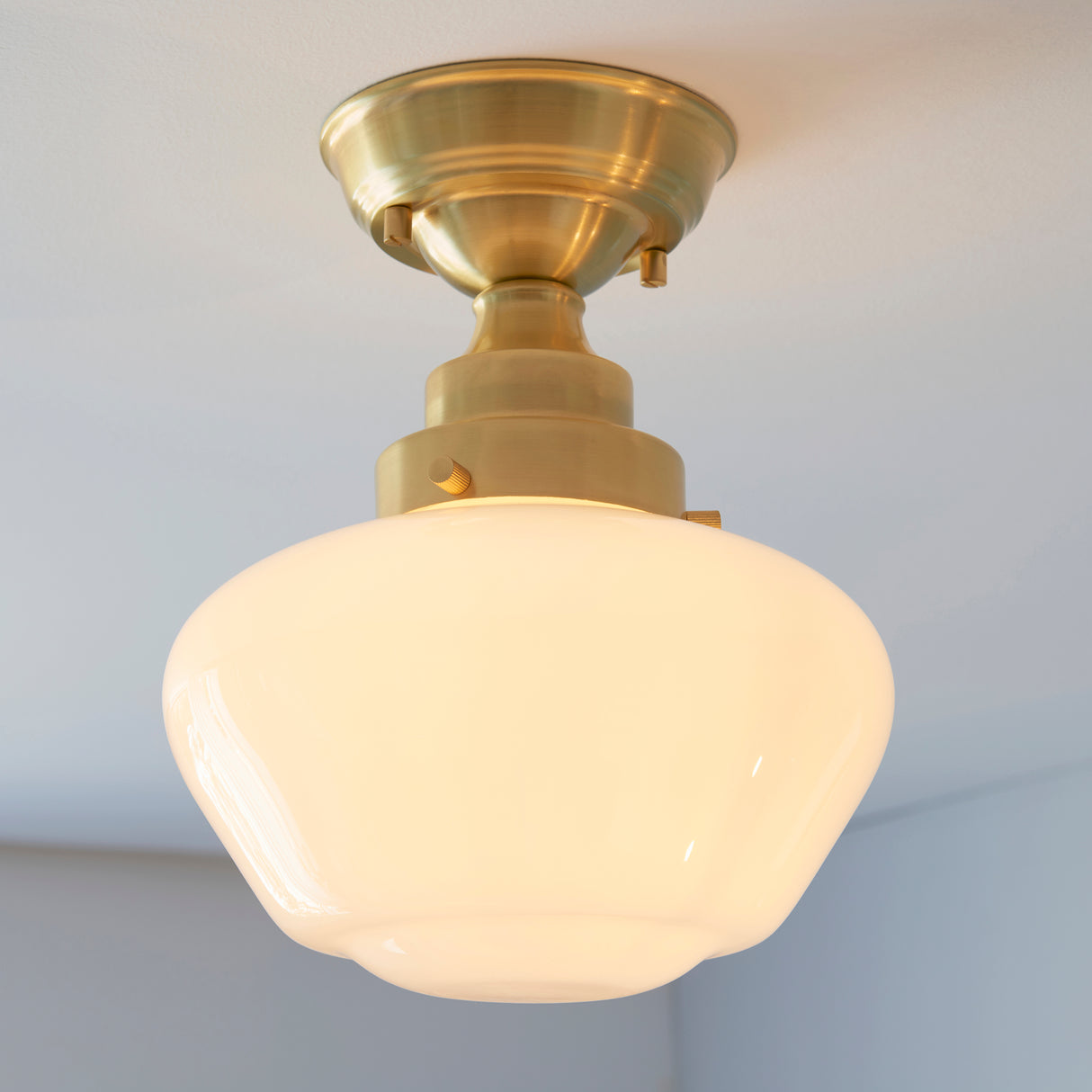 Ohio Semi-Flush Ceiling Light Brass Plated w/ Opal Glass