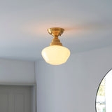 Ohio Semi-Flush Ceiling Light Brass Plated w/ Opal Glass - Comet Lighting