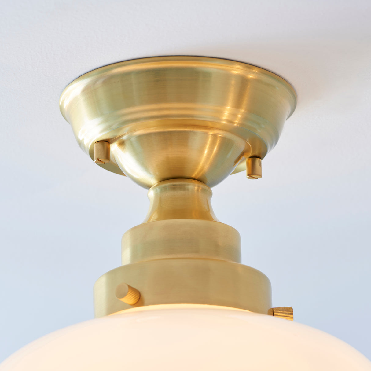 Ohio Semi-Flush Ceiling Light Brass Plated w/ Opal Glass