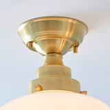 Ohio Semi-Flush Ceiling Light Brass Plated w/ Opal Glass